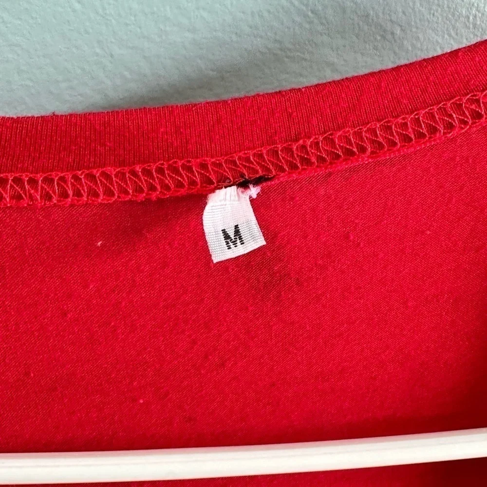 Plaid Patchwork Long Sleeved Loose cardigan size medium red/black/white - Picture 9 of 10